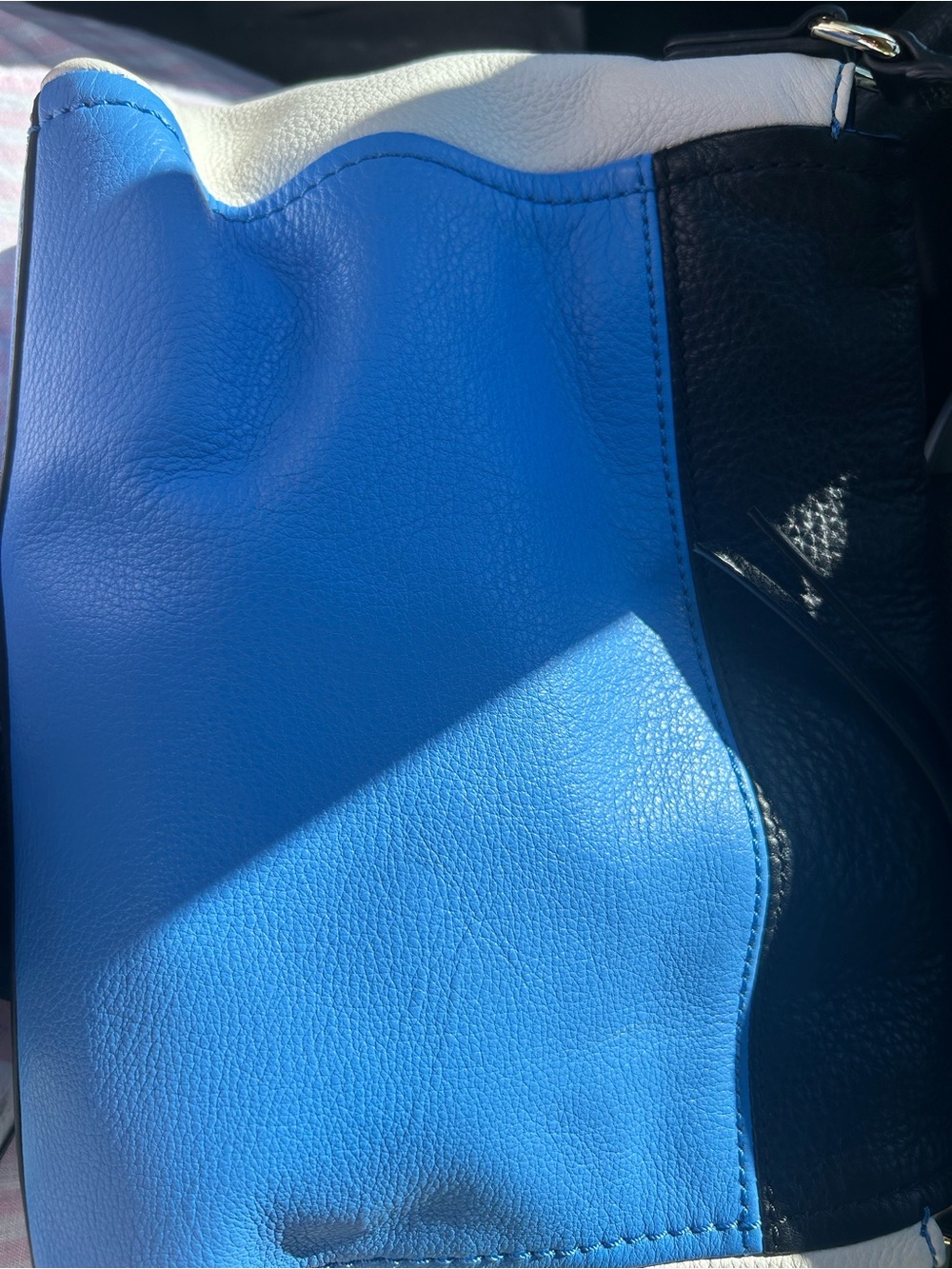kate spade Black and Bright Blue Pebbled Leather Crossbody Messenger - Picture 3 of 5